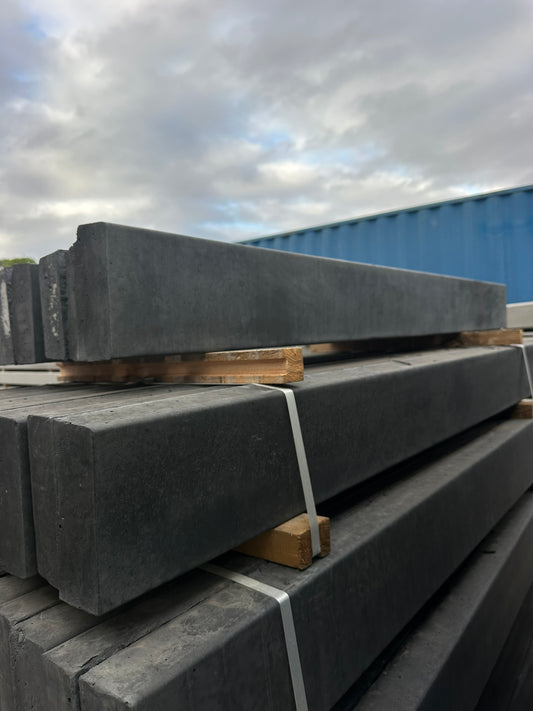 Charcoal Concrete sleeper retaining wall