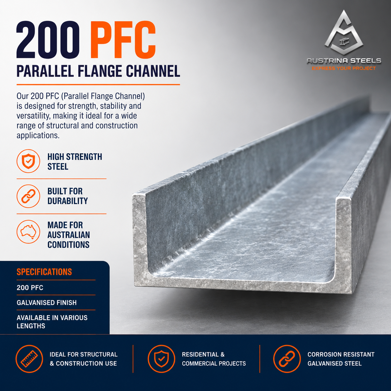 200 PFC Galvanized Parallel Flange