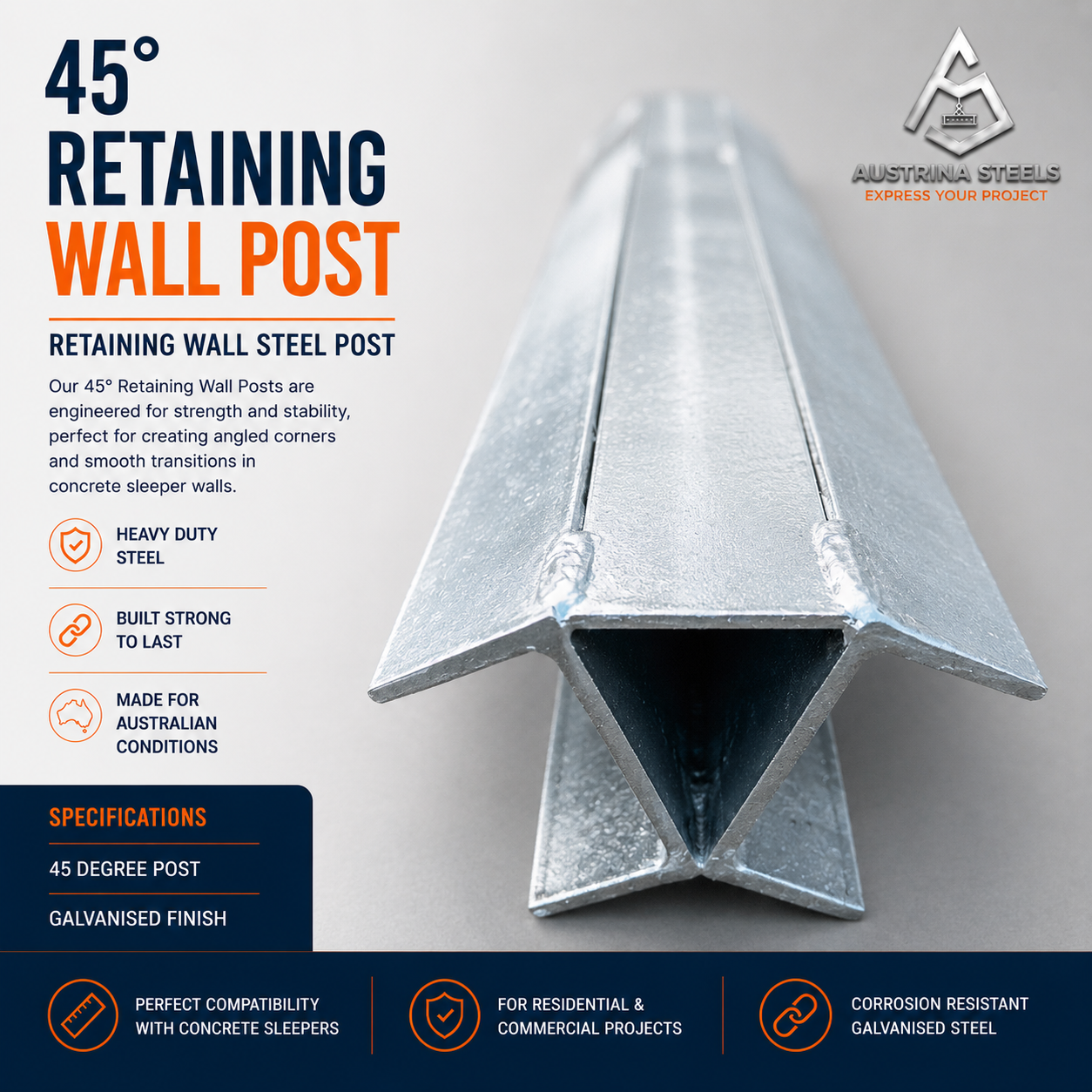 45 Degree Retaining Wall Post